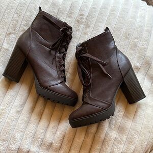 Dark brown heeled booties